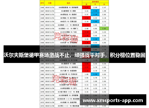 沃尔夫斯堡德甲赛场激战不止,顽强战平对手,积分榜位置稳固